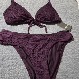 Elegant Purple Lace Bikini Set